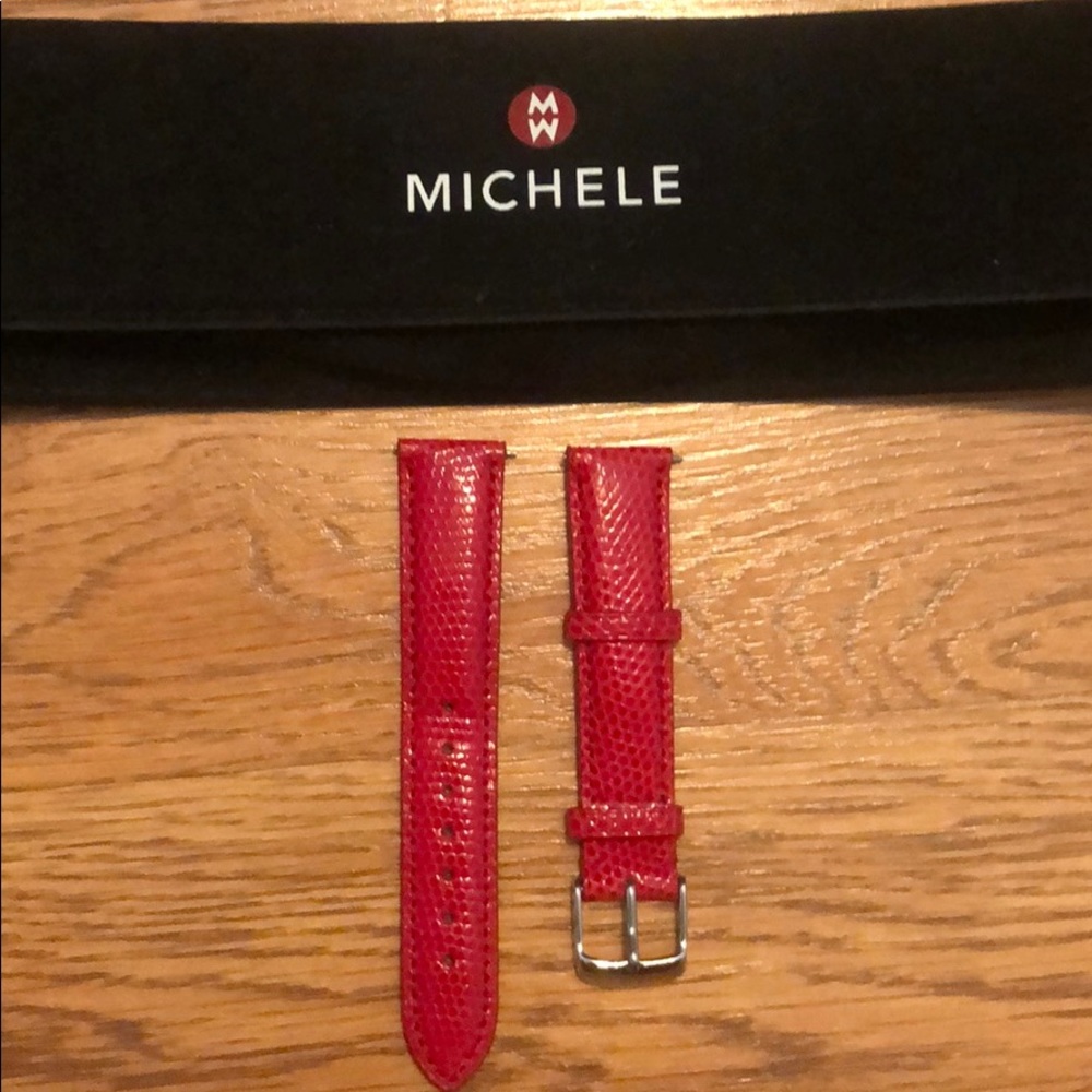 Michele Watch red snake skin band